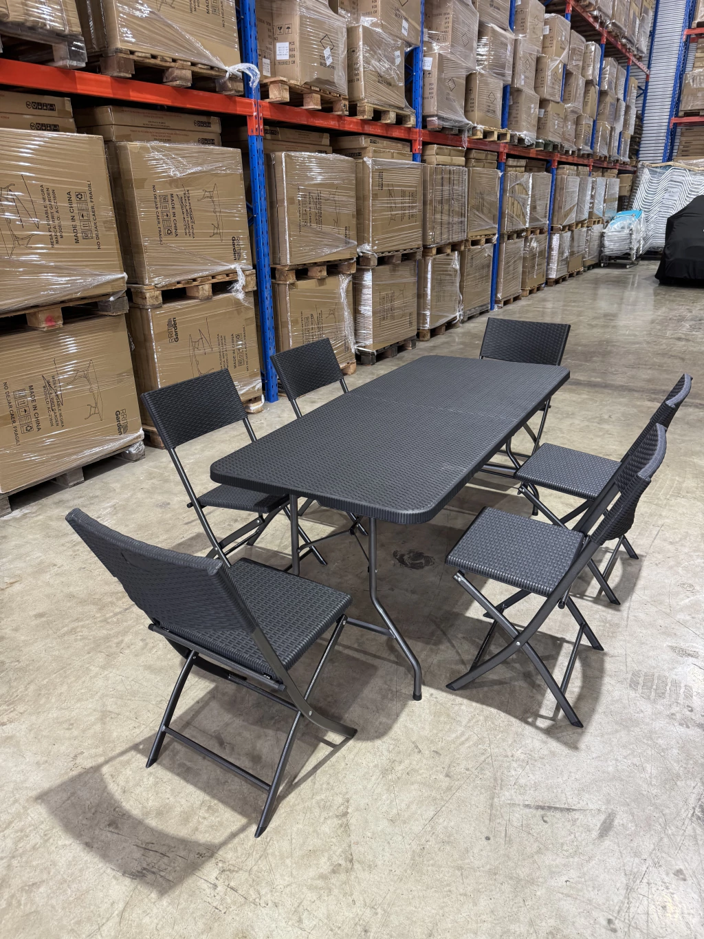 Mesa Símil Rattan con 6 Sillas